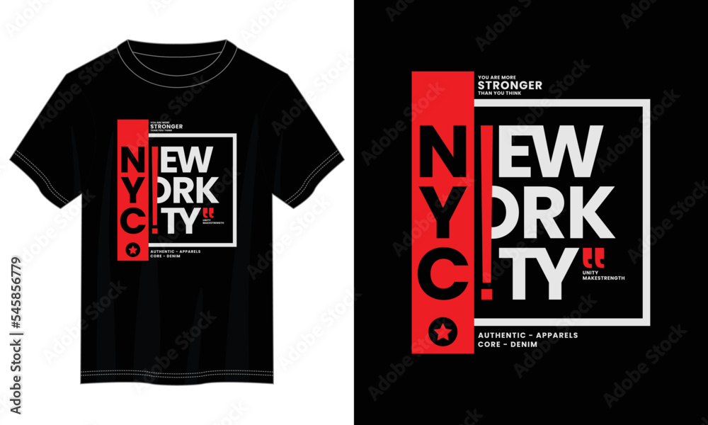 nyc, new york city typography t shirt design, motivational typography t shirt design, inspirational quotes t-shirt design, vector quotes lettering t shirt design for print - obrazy, fototapety, plakaty 