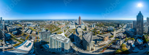 Aerial 360 panoramic view of Downtown Atlanta