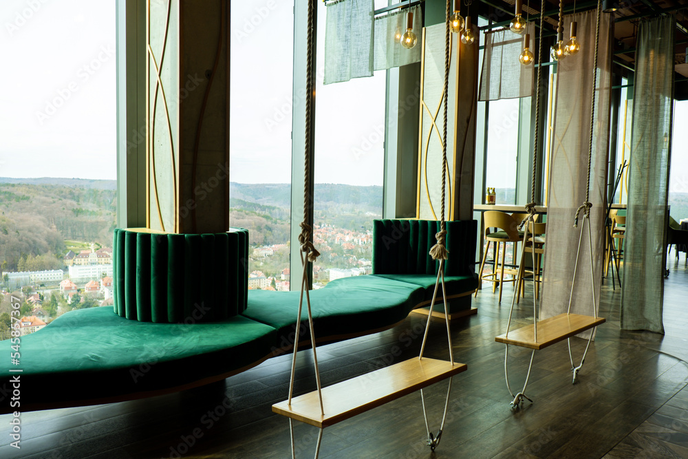 Gdansk Poland May 2022. Stylish restaurant interior for dinner and rest ...