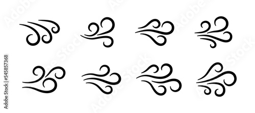 Foto Hand drawn wind air flow icon set