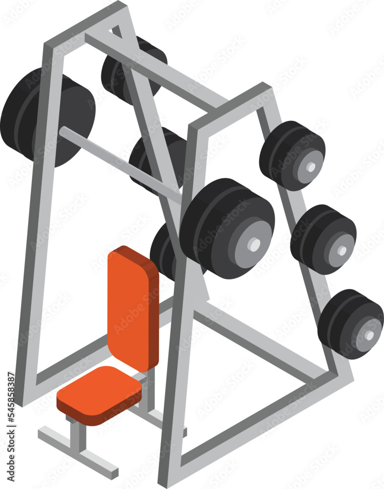 Weight lifting equipment illustration in 3D isometric style Weight lifting equipment illustration in 3D isometric style