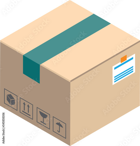 parcel box illustration in 3D isometric style