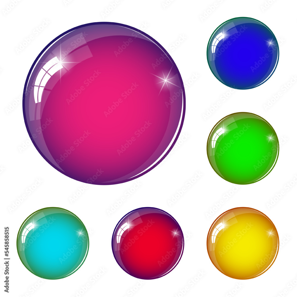 Christmas glossy balls. Vector illustration of glossy balls of different colors made in the same style. Sketch for creativity. Christmas glossy balls. Vector illustration of glossy balls of different colors made in the same style. Sketch for creativity.