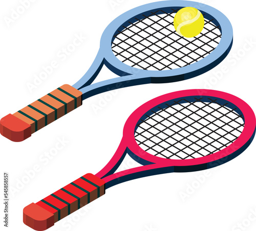 tennis illustration in 3D isometric style