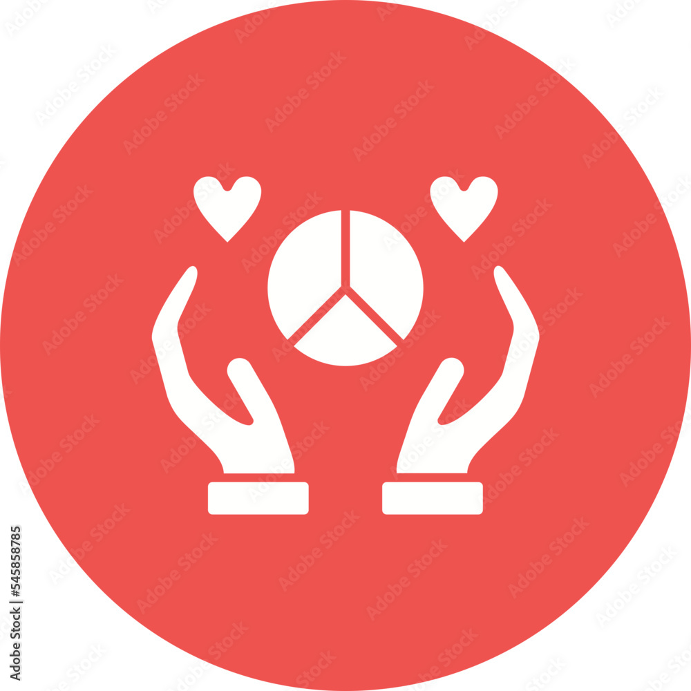 Peace Multicolor Circle Glyph Inverted Icon