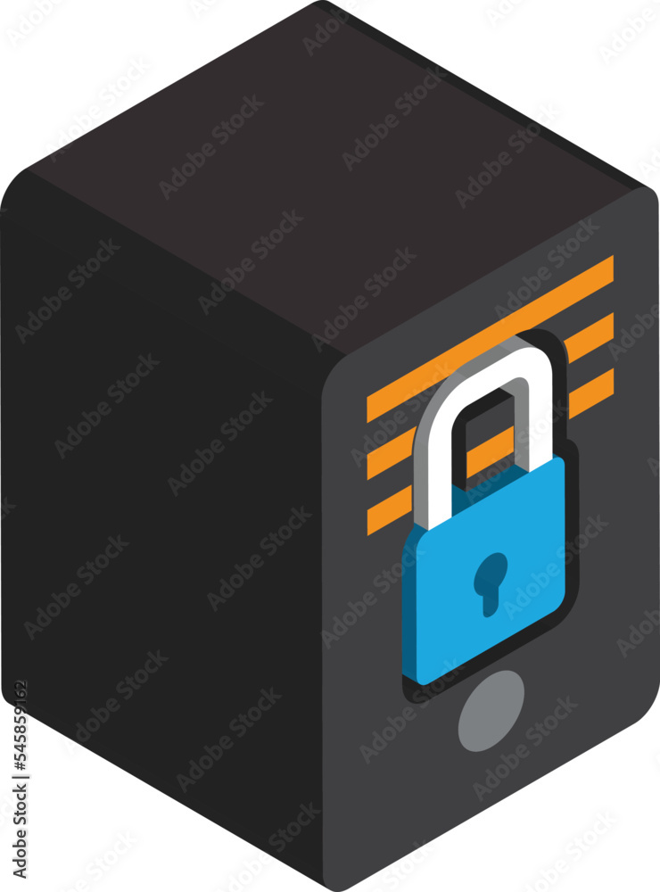 server and lock illustration in 3D isometric style server and lock illustration in 3D isometric style