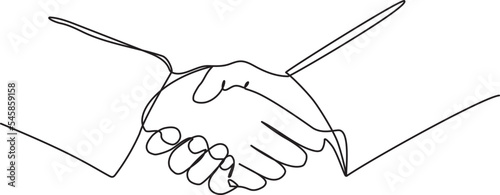 Business Handshake continuous line vector illustration