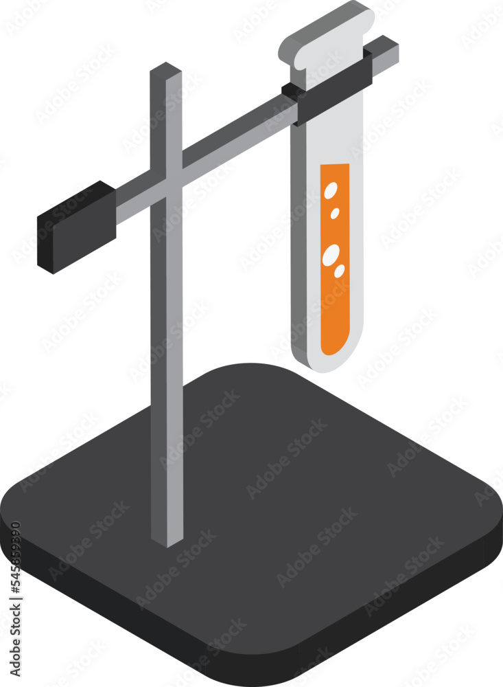 Chemical tubes and test tubes illustration in 3D isometric style Stock