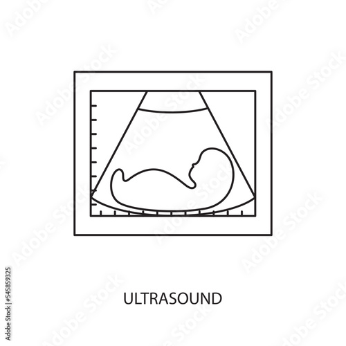 Ultrasound diagnosis of the child icon line in vector, illustration of pregnancy examination.