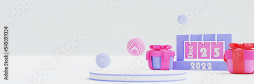 3d illustration rendering. The white podium in the concept new years festival minimal style. Advertising display space for placing products.