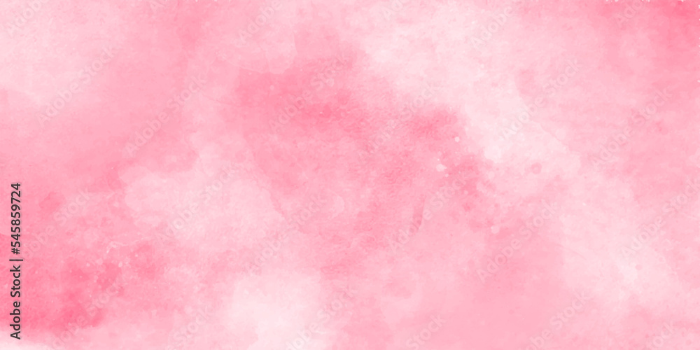 Pastel pink abstract painted watercolor aquarelle paper template design texture background banner. cloud and sky on sweet gradient color with grunge texture