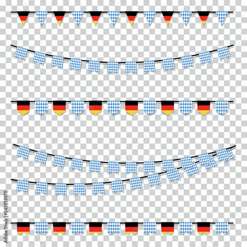 German Oktoberfest Flags - Different Vector Illustrations Isolated On Transparent Background