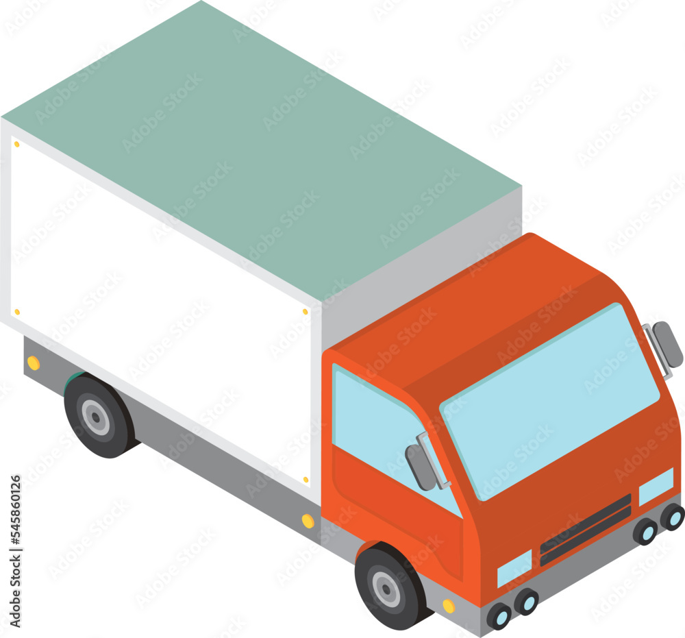 delivery truck illustration in 3D isometric style delivery truck illustration in 3D isometric style