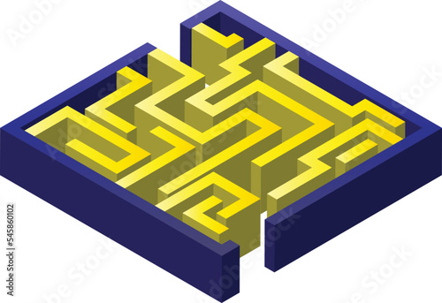 children toy maze illustration in 3D isometric style