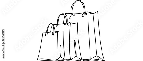 Paper shopping bags continuous line drawing
