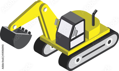 excavator illustration in 3D isometric style