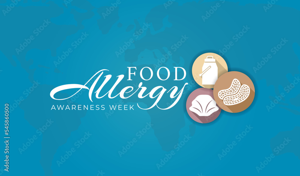 Food Allergy Awareness Week Illustration Theme with Milk, Peanuts and
