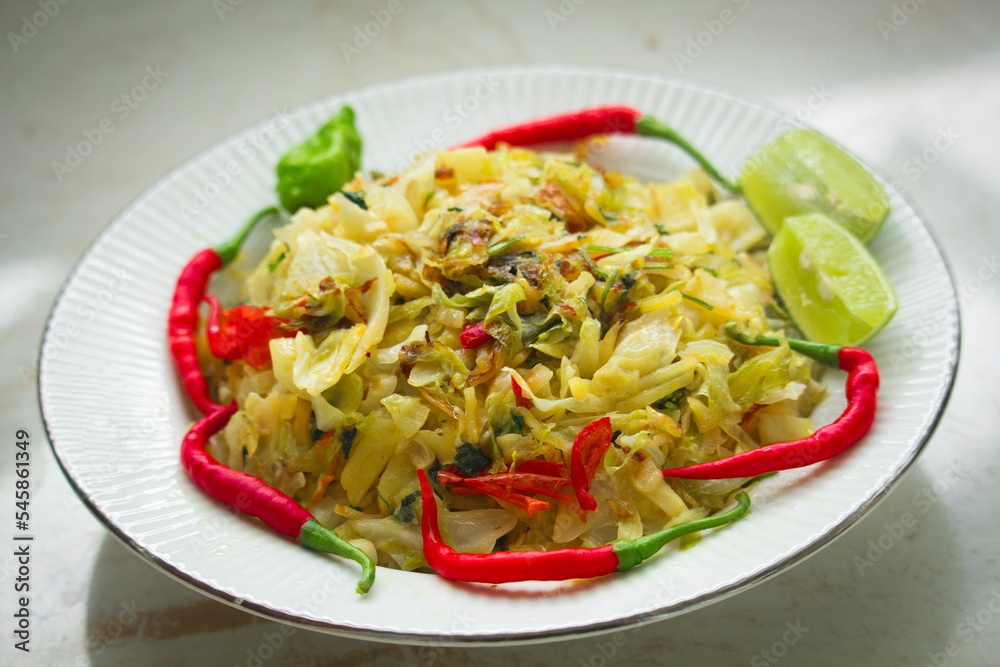 Chop suey in home close up shoot Traditional thai food.