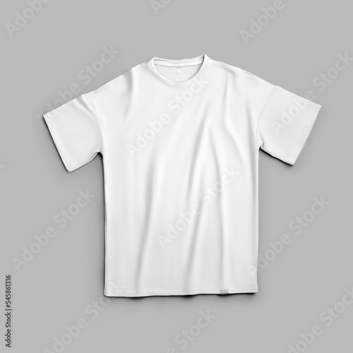 Mockup of white oversized t-shirt with round neck, isolated on background, front view