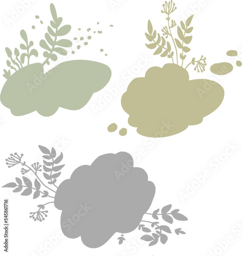 Set of small silhouettes for backgrounds with natural elements.