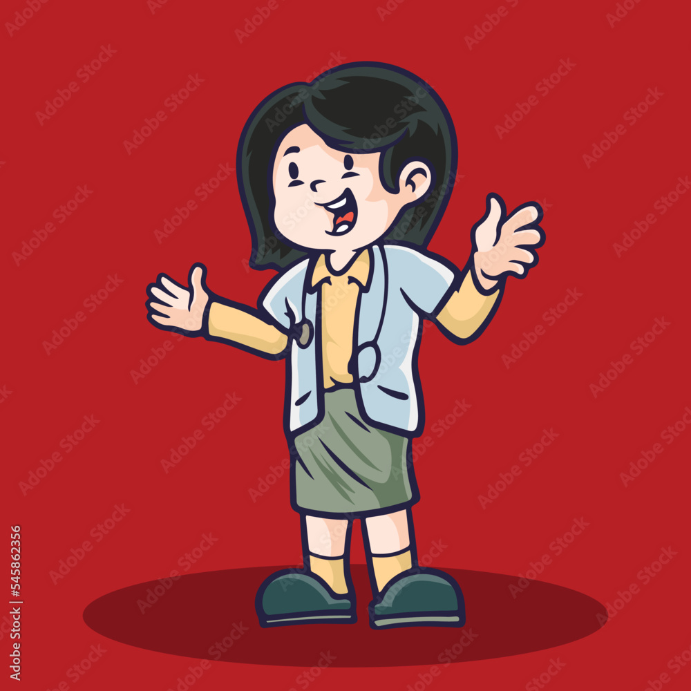 Hand drawn children cartoon activities of girl doctor. Hand drawn children cartoon activities of girl doctor.