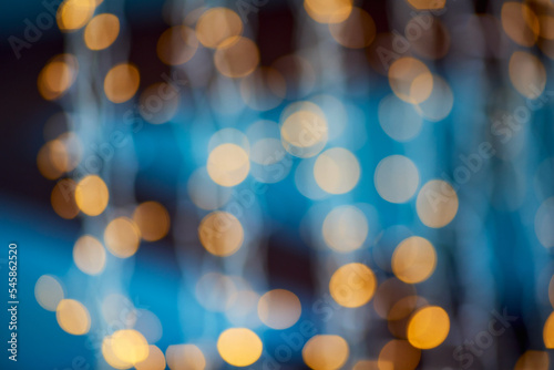 Christmas tree garland. Blur bokeh, defocused background