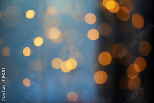 Christmas tree garland. Blur bokeh, defocused background