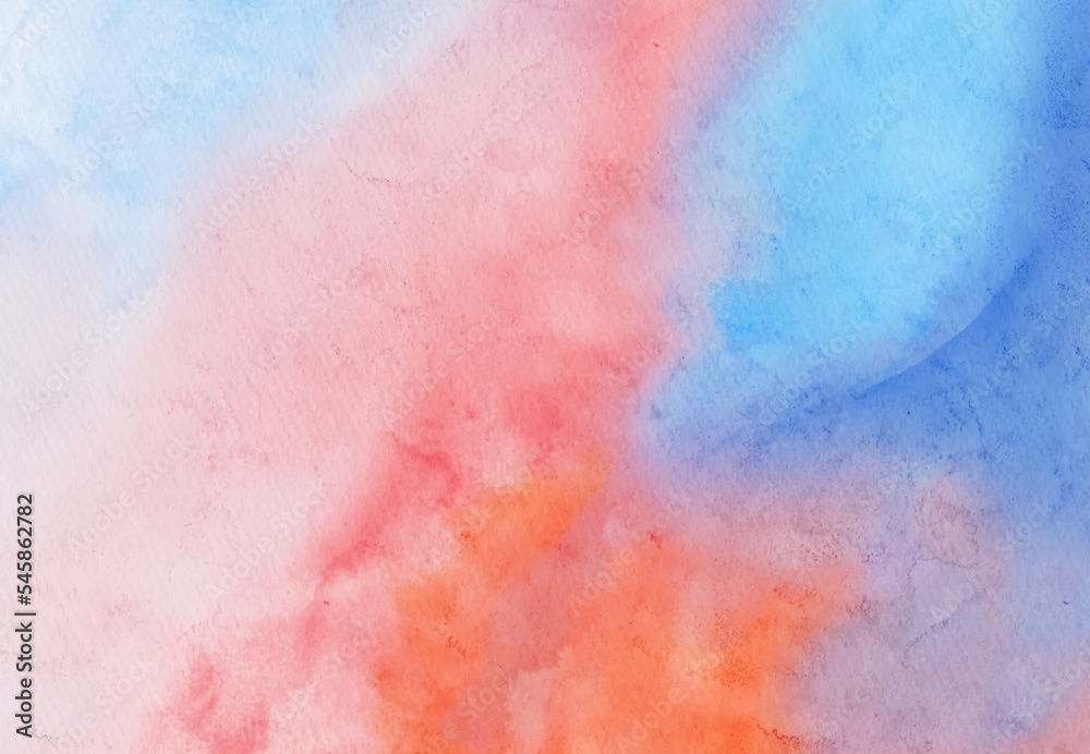 Fototapeta premium Abstract blue red watercolor paint background. Vector illustration