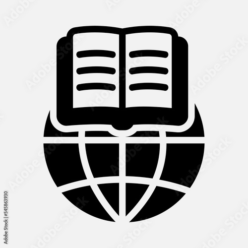 Global learning icon in solid style, use for website mobile app presentation