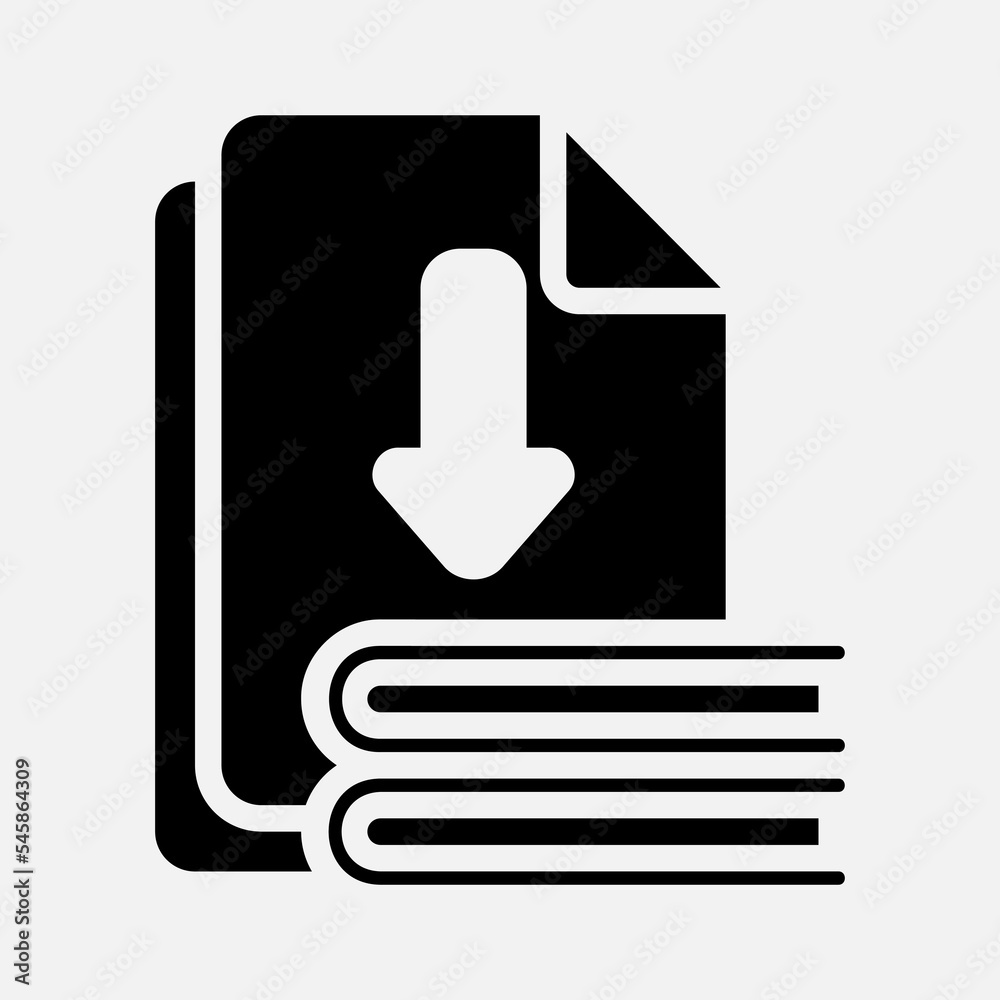 File download icon in solid style, use for website mobile app presentation