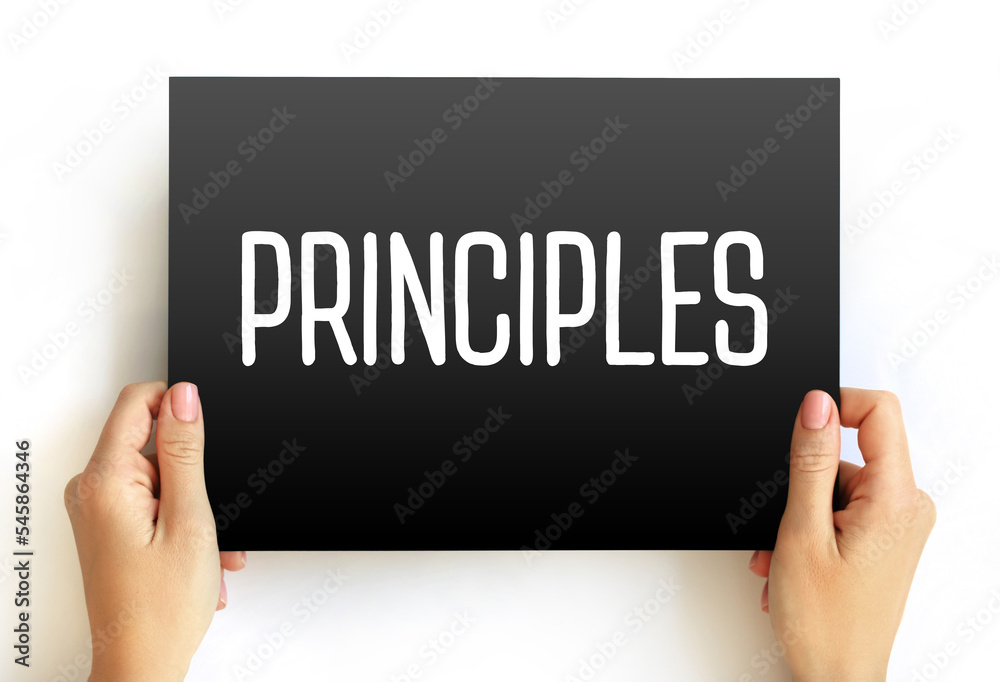 Principles text on card, business concept background Principles text on card, business concept background