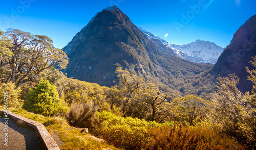 Landscape of knobs flat important beautiful destination of road to milford sound fiordland national park new zealand