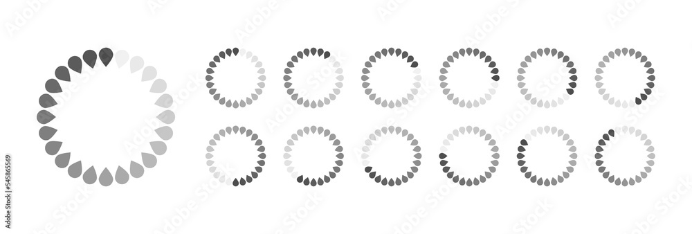 Circular Loading Buffering Icons Vector Video Ready for Animation Gif All Keyframes Frames Bufring Circle Waiting for Connection Buffer Preloader Download Symbol Easy Replace Color