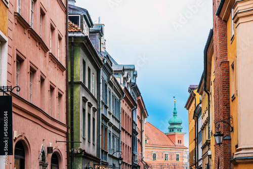 Street view of downtown in Warsaw, Poland