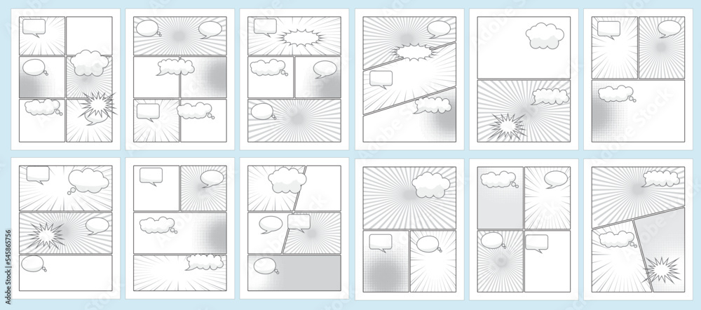 Naklejka premium Set of comics blank template 
