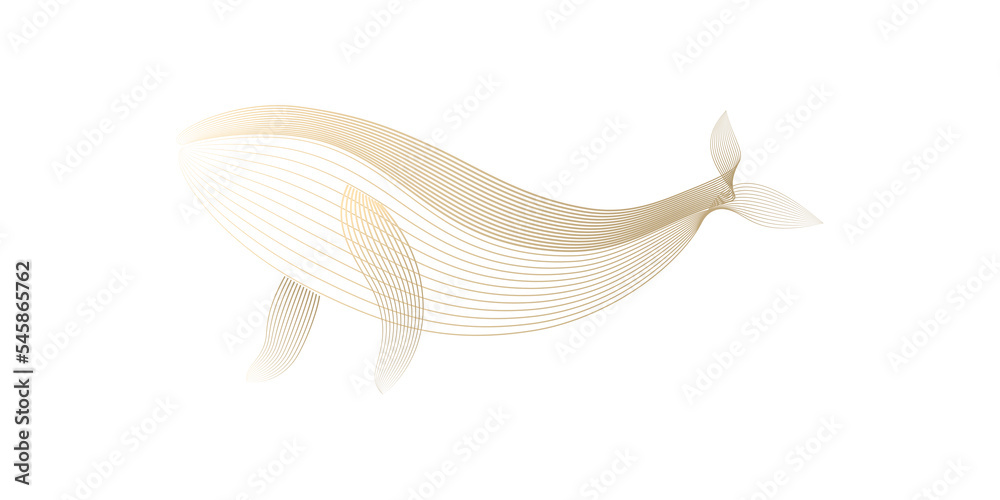 Whale Color Gradient Humpback Whale by line art texture gold gradient color in minimal ...