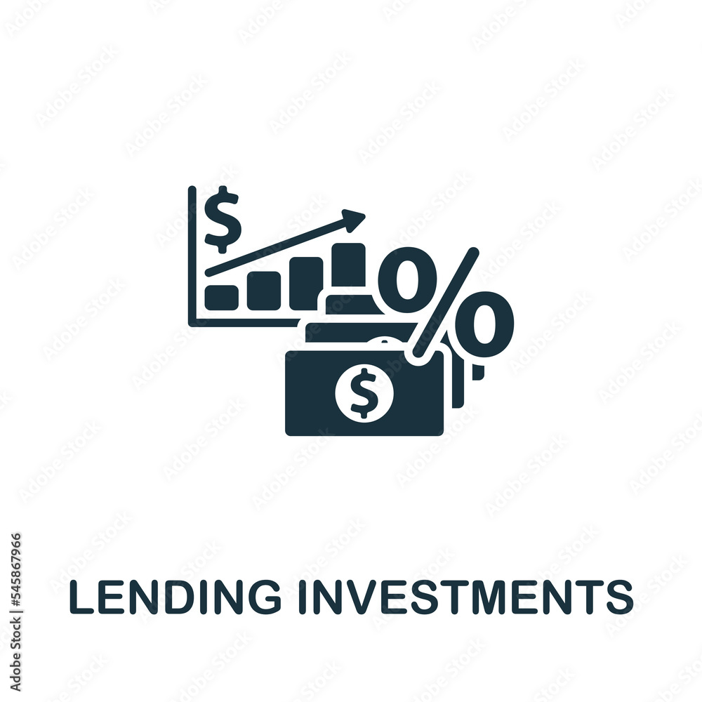 Lending Investments icon. Monochrome simple Investments icon for templates, web design and infographics Lending Investments icon. Monochrome simple Investments icon for templates, web design and infographics