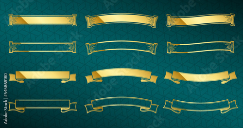 豪華なゴールドデザインの横長ラベルセット。