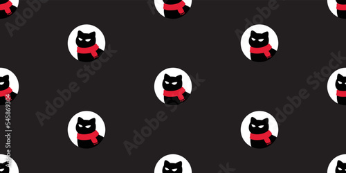 cat seamless pattern christmas polka dot scarf santa claus snowflake kitten vector calico tile background scarf isolated gift wrapping paper repeat wallpaper cartoon illustration design black