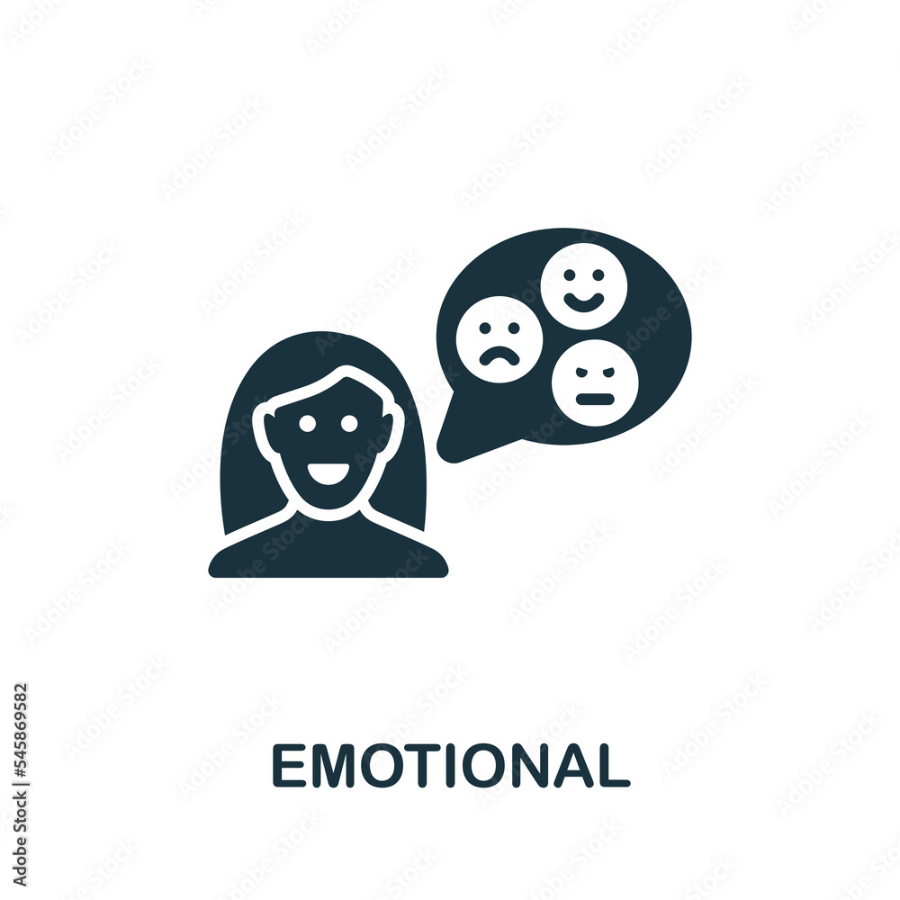 Fototapeta premium Emotional icon. Monochrome simple Life Skills icon for templates, web design and infographics