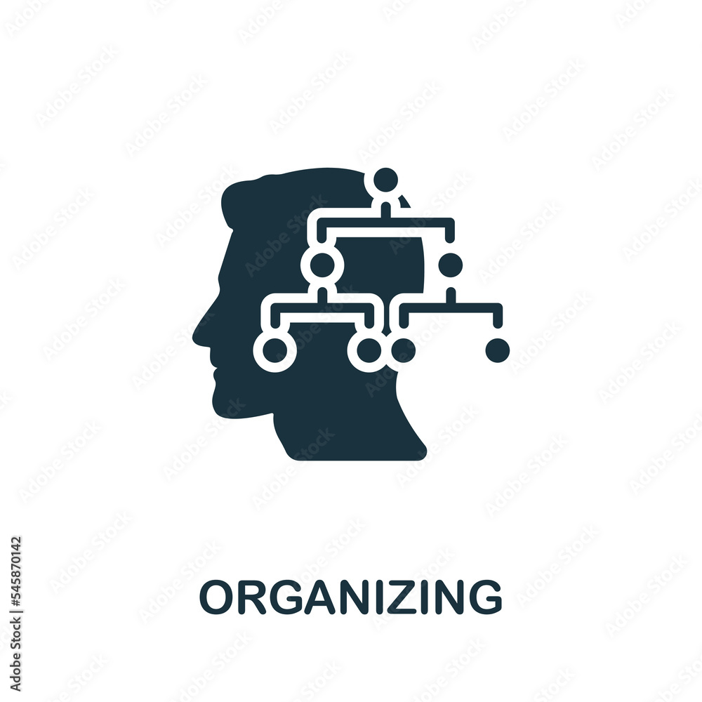 Organizing icon. Monochrome simple Life Skills icon for templates, web design and infographics Organizing icon. Monochrome simple Life Skills icon for templates, web design and infographics