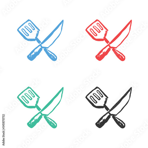 Spatula and knife icon vector icons in multiple colors