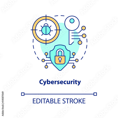 Cybersecurity concept icon. App development. Trend in web technology abstract idea thin line illustration. Isolated outline drawing. Editable stroke. Arial, Myriad Pro-Bold fonts used