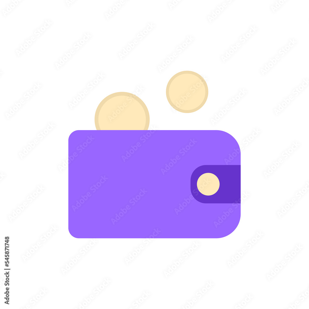 purple wallet with coins. vector illustration purple wallet with coins. vector illustration