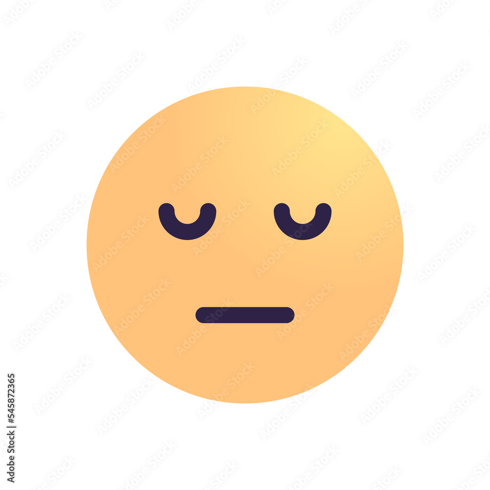 Fototapeta premium Yellow cartoon face sad upset emoji and people emotion symbol flat illustration. 