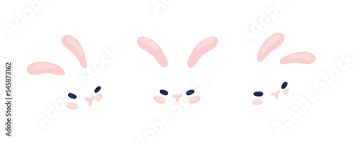 Cartoon rabbit. The rabbit's muzzle. nose, eyes, ears. Stylized hare's head.
