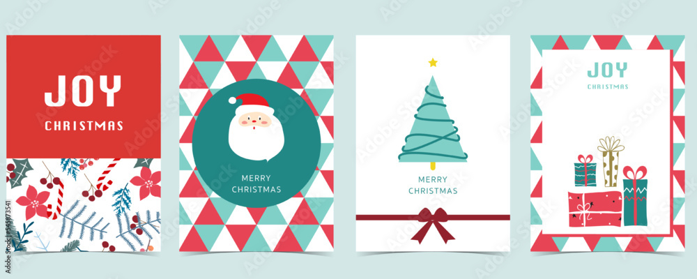 Collection of christmas background set with tree,flower,leaves.Editable vector illustration for christmas invitation,postcard and website banner