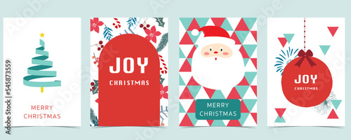 Collection of christmas background set with tree,flower,leaves.Editable vector illustration for christmas invitation,postcard and website banner