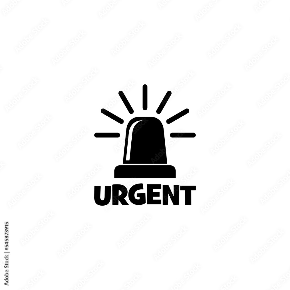 Urgent Emergency siren of ambulance or police icon isolated on white background