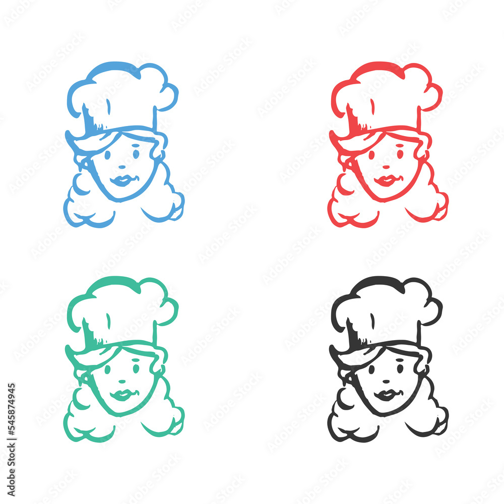 Chef Cartoon icon, Kitchen Chef hat icon, chef logo vector icons in multiple colors Chef Cartoon icon, Kitchen Chef hat icon, chef logo vector icons in multiple colors